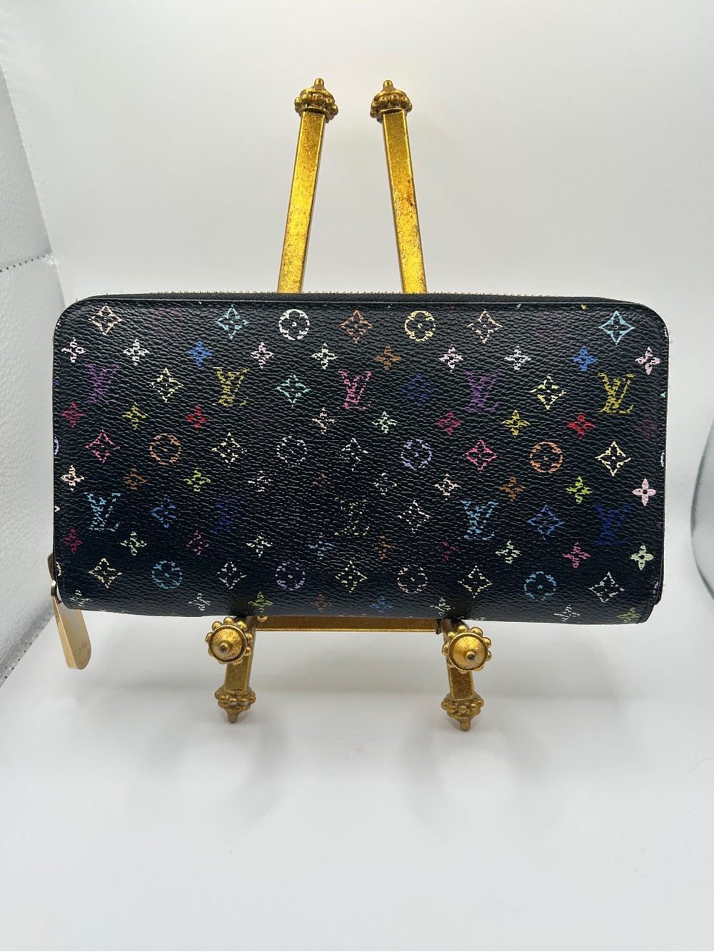 Louis Vuitton Murakami Black Monogram Multicolor Zippy Wallet COA Included VGC